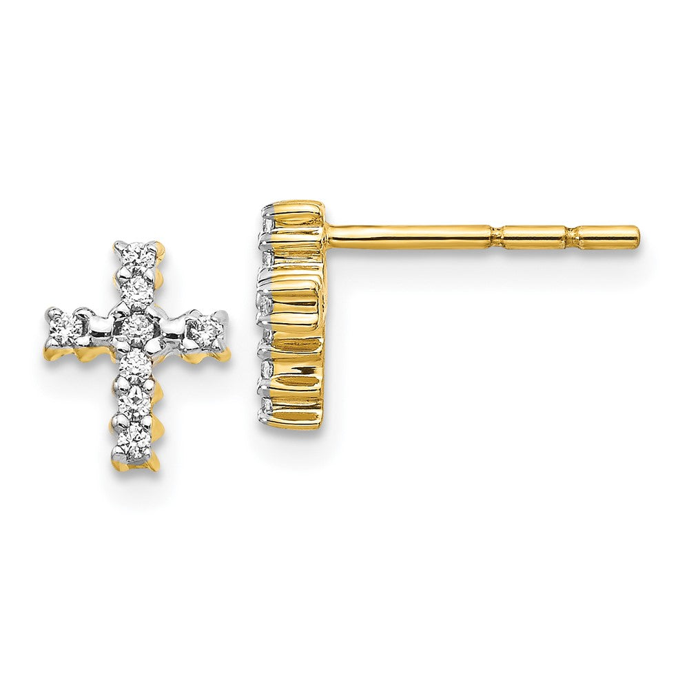 14k 1/10 carat Lab Grown Diamond VS/SI+ G+ Cross Post Earrings