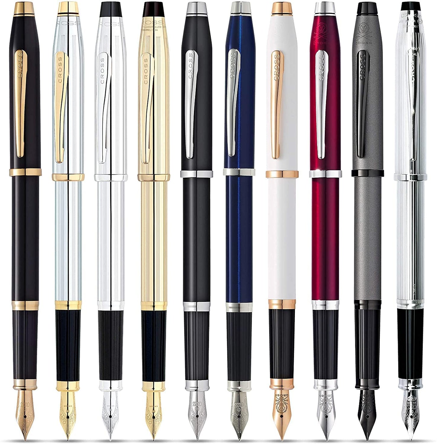 Cross Century II Refillable Fountain Pen, Medium Nib, Includes Premium Gift Box - Medalist Chrome