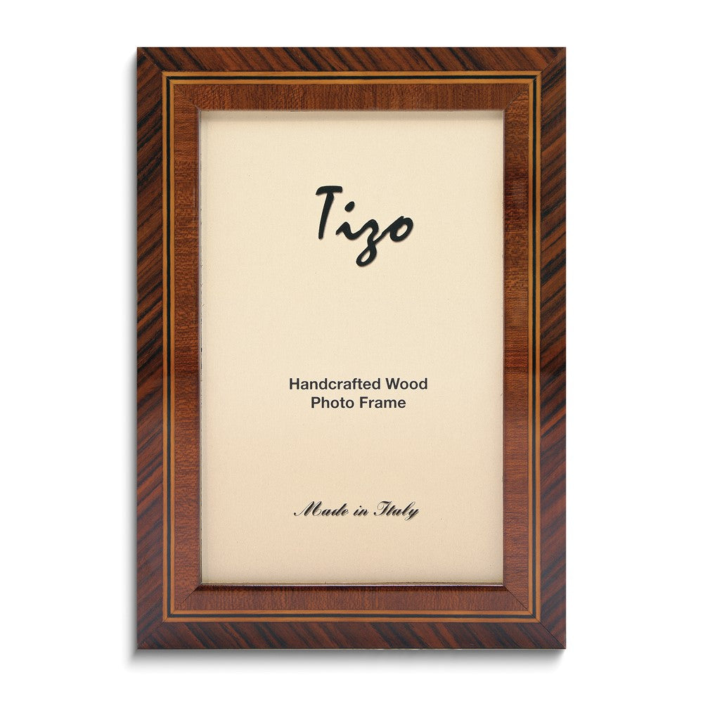 Handcrafted Dark Brown Wood Inlay 5x7 Photo Frame