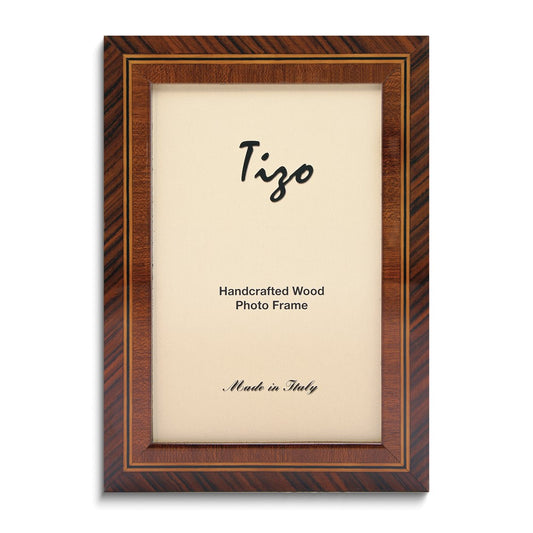 Handcrafted Dark Brown Wood Inlay 5x7 Photo Frame