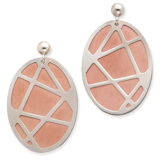 Sterling Silver & Rose Rhodium 3 Piece Oval Earrings