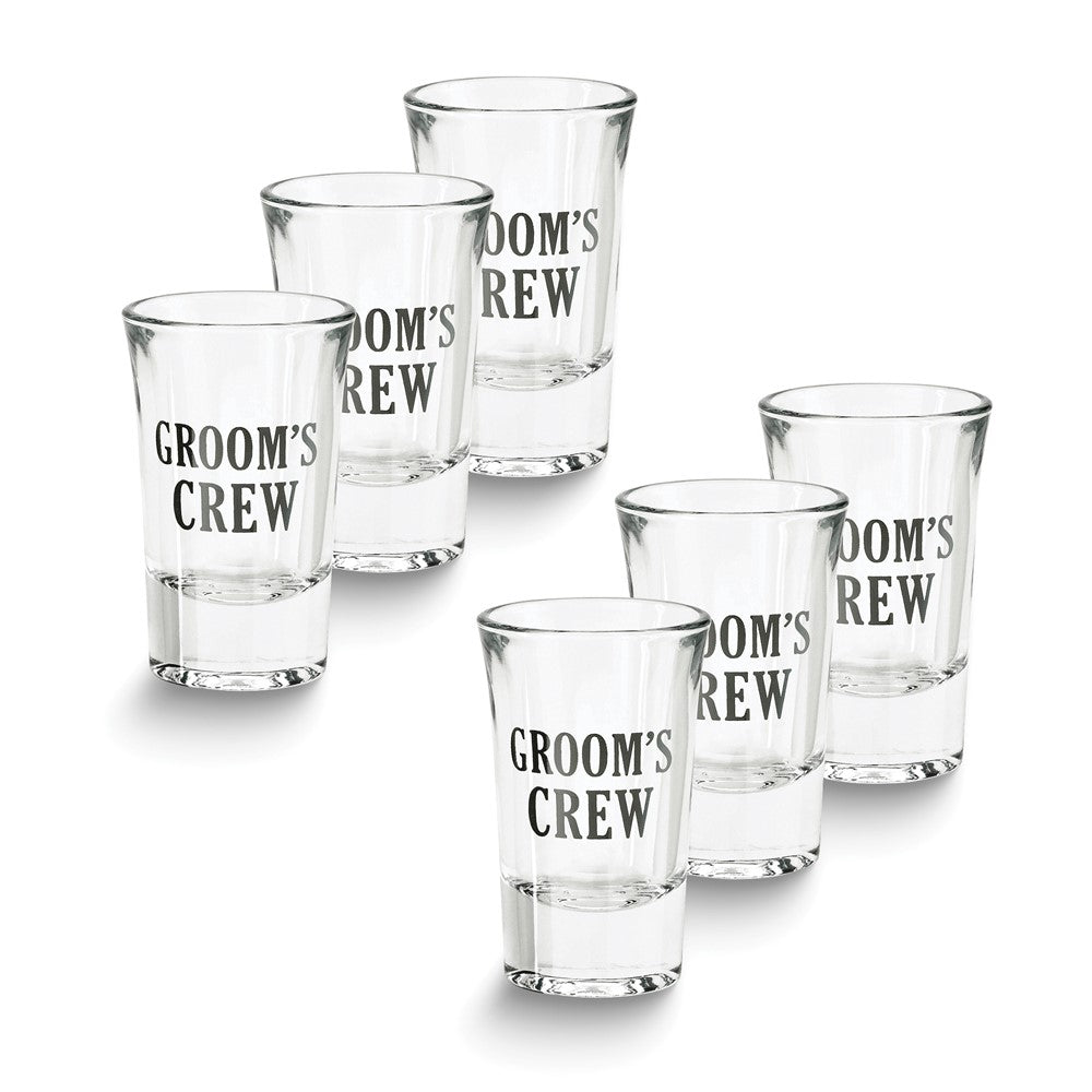 Six Groom's Crew 1.5oz Shot Glasses Set