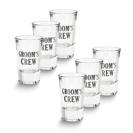 Six Groom's Crew 1.5oz Shot Glasses Set