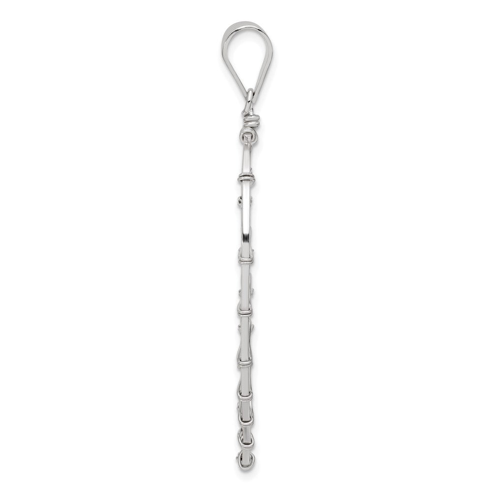 Sterling Silver Polished Wire Leaf Pendant