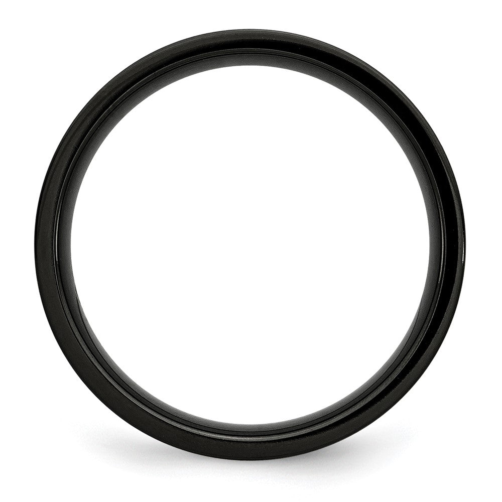 Stainless Steel 5mm Black IP-plated Brushed Flat Band Size - 9.5