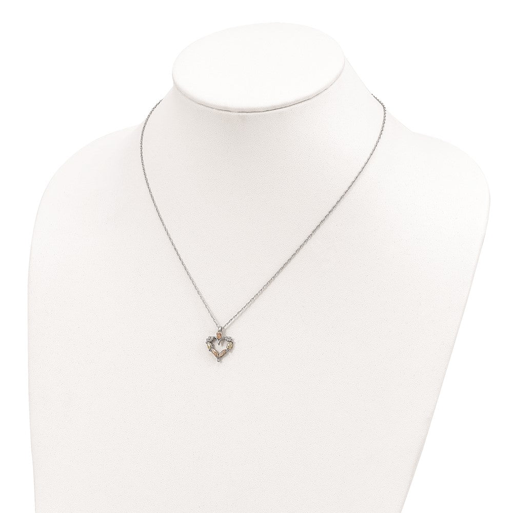 Landstrom's Mt. Rushmore Black Hills Sterling Silver 12K Gold Accents Open Heart 18 inch Spring Ring Clasp Necklace 18 Inches