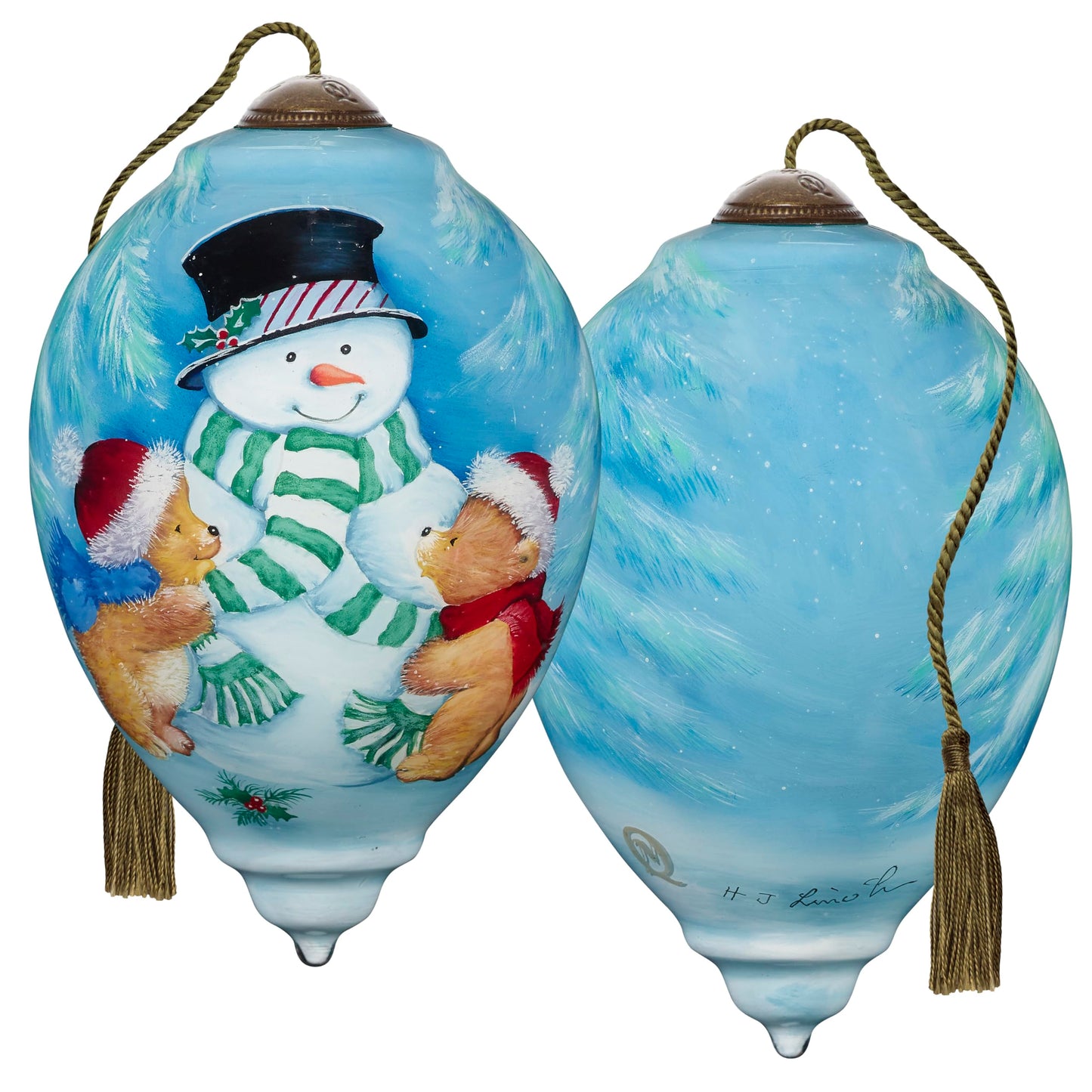 Neqwa Art Peppermint Wonderland by Nicole Tamarin Hand-painted Glass Ornament