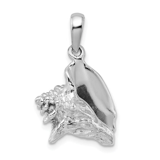 De-Ani Sterling Silver Rhodium-Plated Polished 3D Conch Shell Pendant