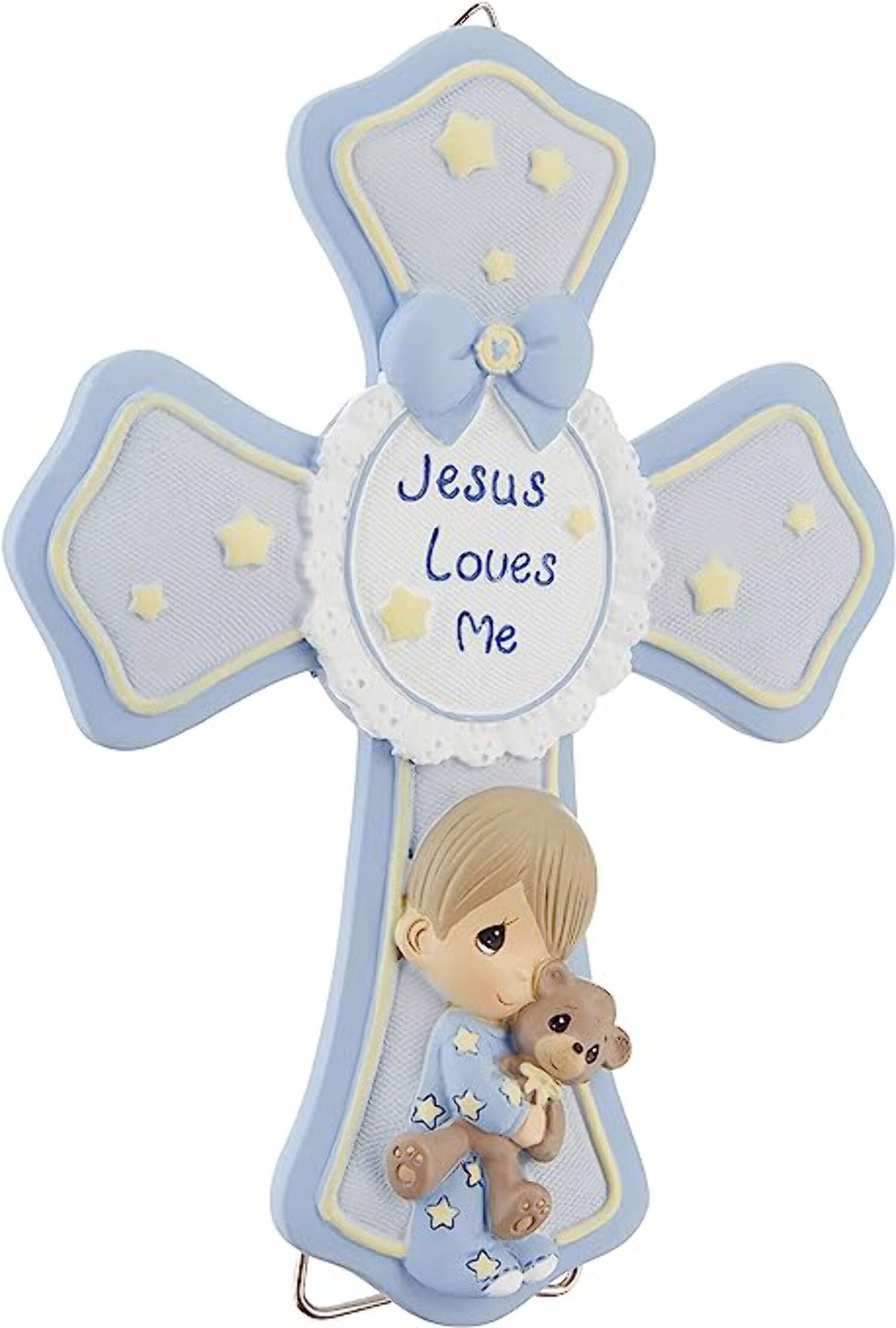 Jesus Loves Me, Boy, Resin Cross With Stand