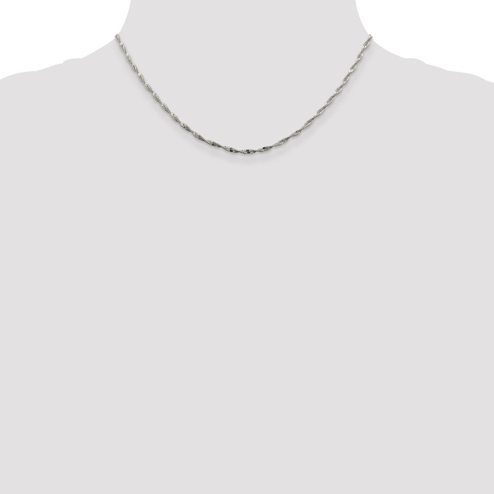 Sterling Silver 2mm Twisted Herringbone Chain 16 Inches