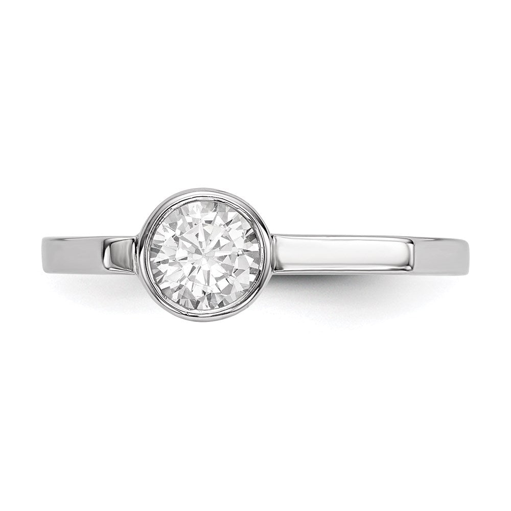 Sterling Silver Rhodium-plated Round CZ Ring