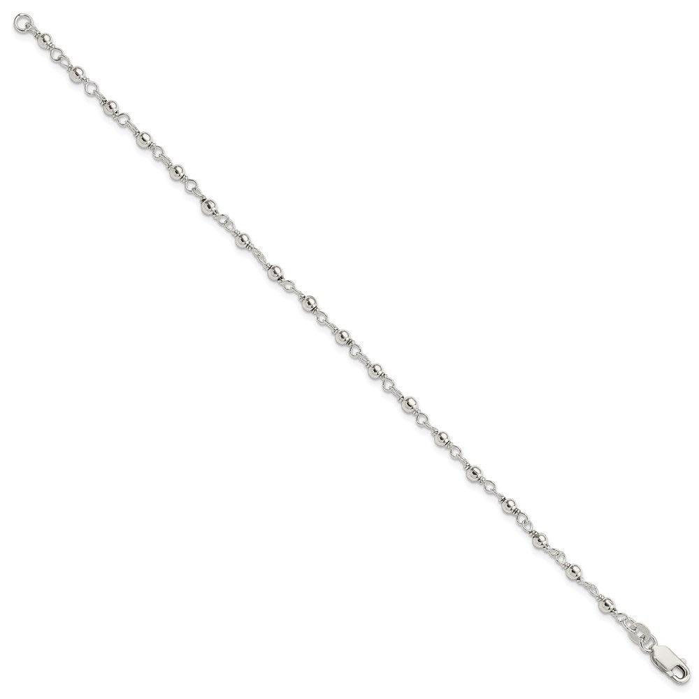 Sterling Silver Bead and Link Bracelet 7.25 inches