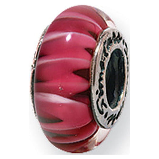 Sterling Silver Reflections Hand-blown Glass Bead