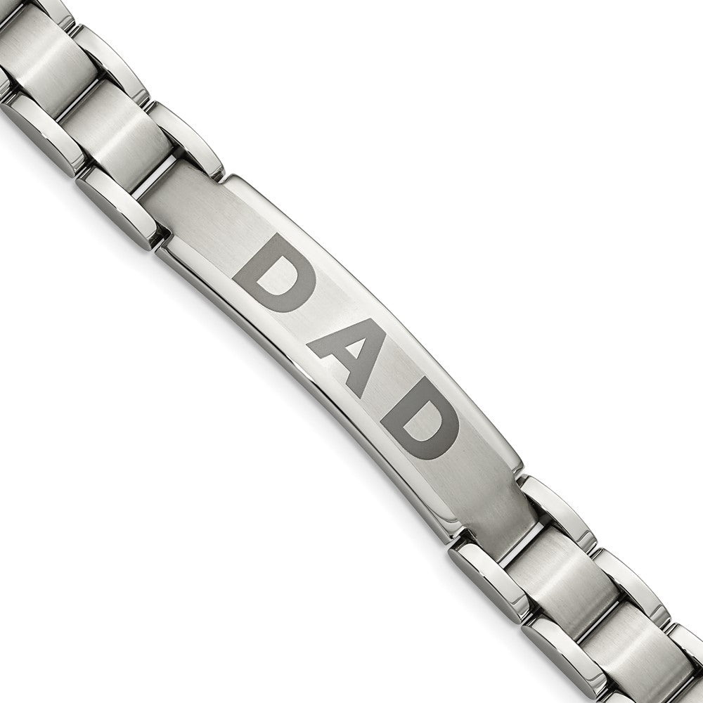 Stainless Steel 8.75in Brushed and Polished Lasered DAD Bracelet 8.75 inches