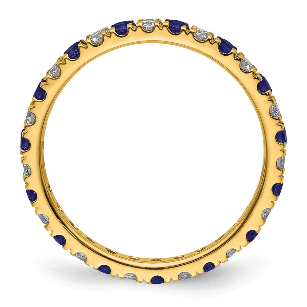 14k 3/8 carat Lab Grown Diamond VS/SI+ G+ and Lab Created Blue Sapphire Size 4.5 Eternity Band