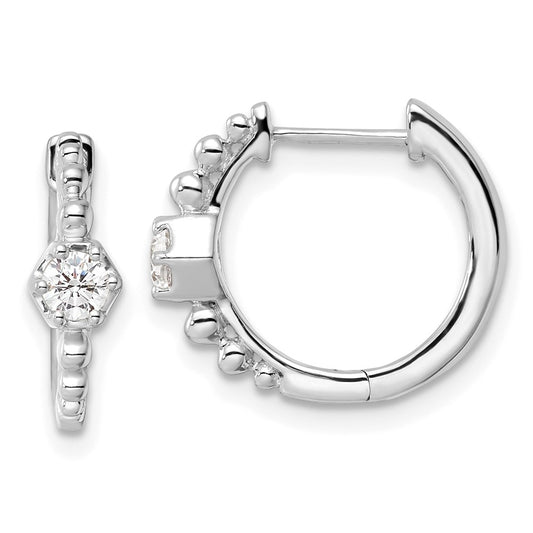 True Origin 14k White Gold 5/8 carat Lab Grown Diamond VS DEF Hinged Hoop Earrings