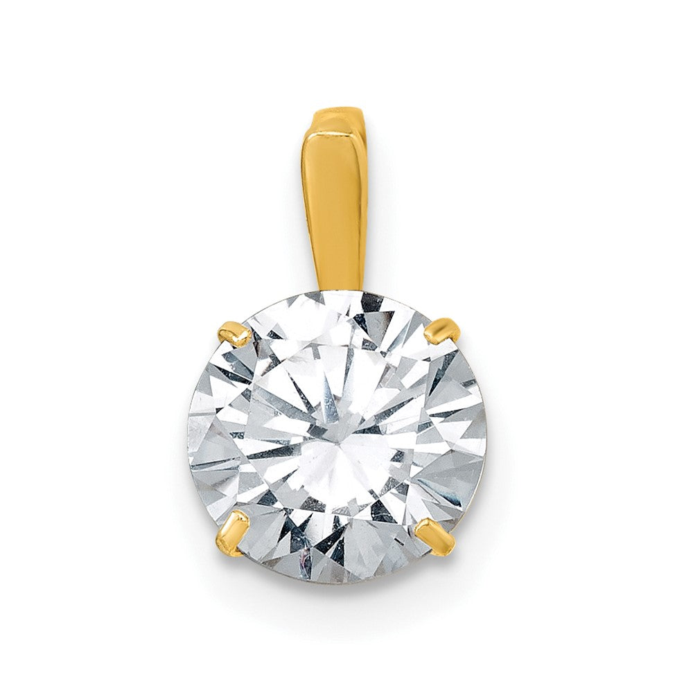 10k Polished 8.00mm Round CZ Solitaire Pendant