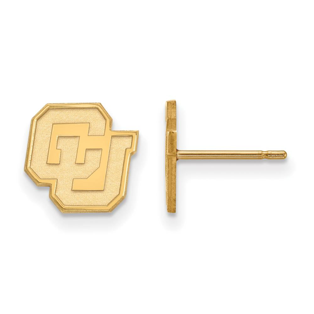 Sterling Silver Gold-plated LogoArt University of Colorado C-U Extra Small Post Earrings Q-GP030UCO