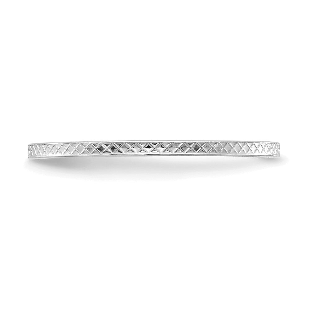 10K White Gold 1.2mm Criss-Cross Pattern Stackable Band Size 5