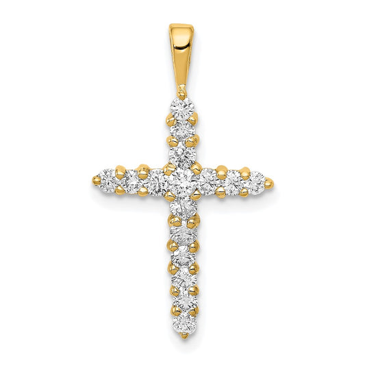 14k 1/2 carat Lab Grown Diamond VS/SI+ G+ Cross Pendant