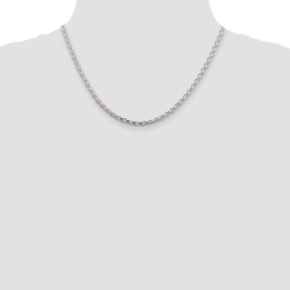 Sterling Silver 3.5mm Diamond-cut Spiga Chain 18 Inches