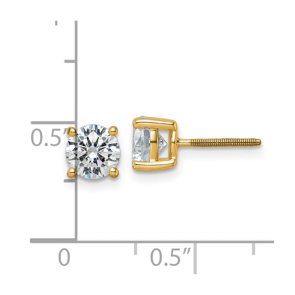 14k Yellow Gold 2 ctw Certified Lab Grown Diamond VS/SI+ G+ Round 4 Prong Heavy Wt. Screwback Stud Earrings