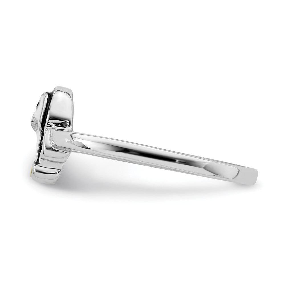 Sterling Silver Rhodium-plated Childs Enameled Penguin Ring