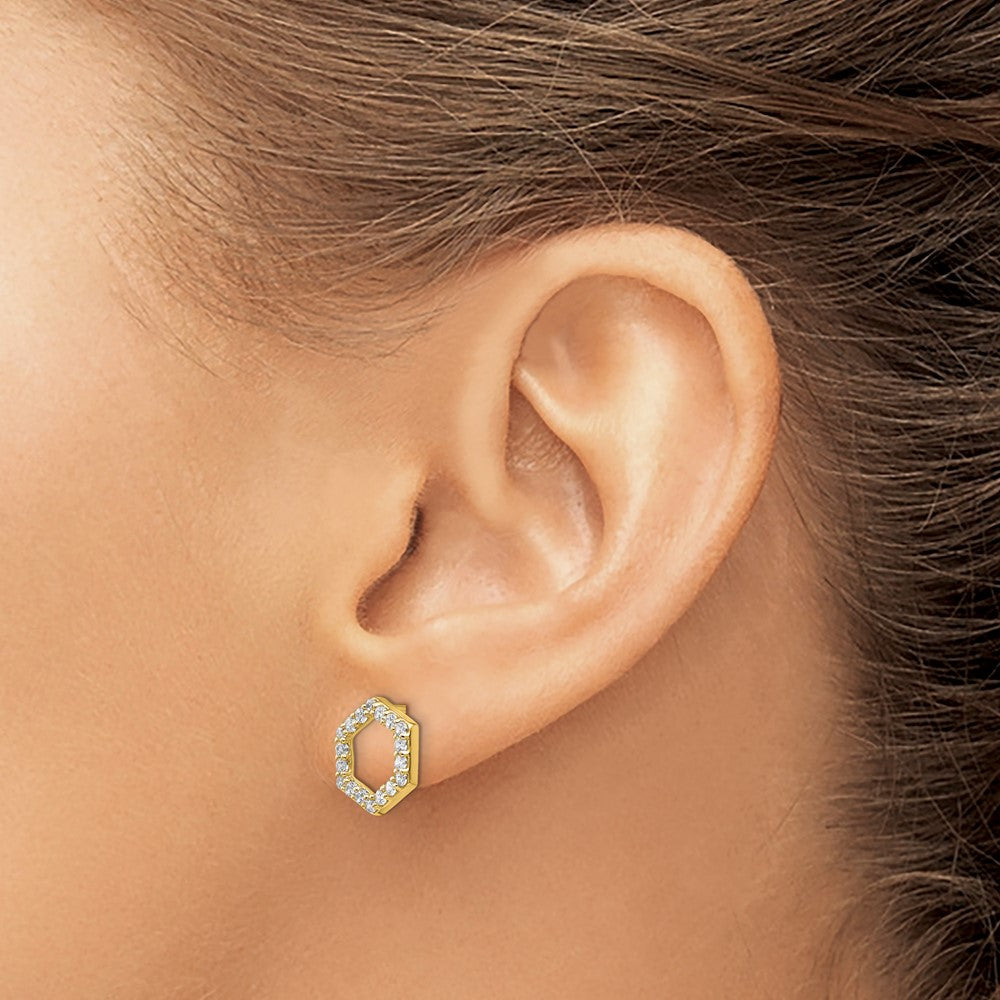 True Origin 14k 1/2 carat Lab Grown Diamond VS DEF Hexagon Post Earrings