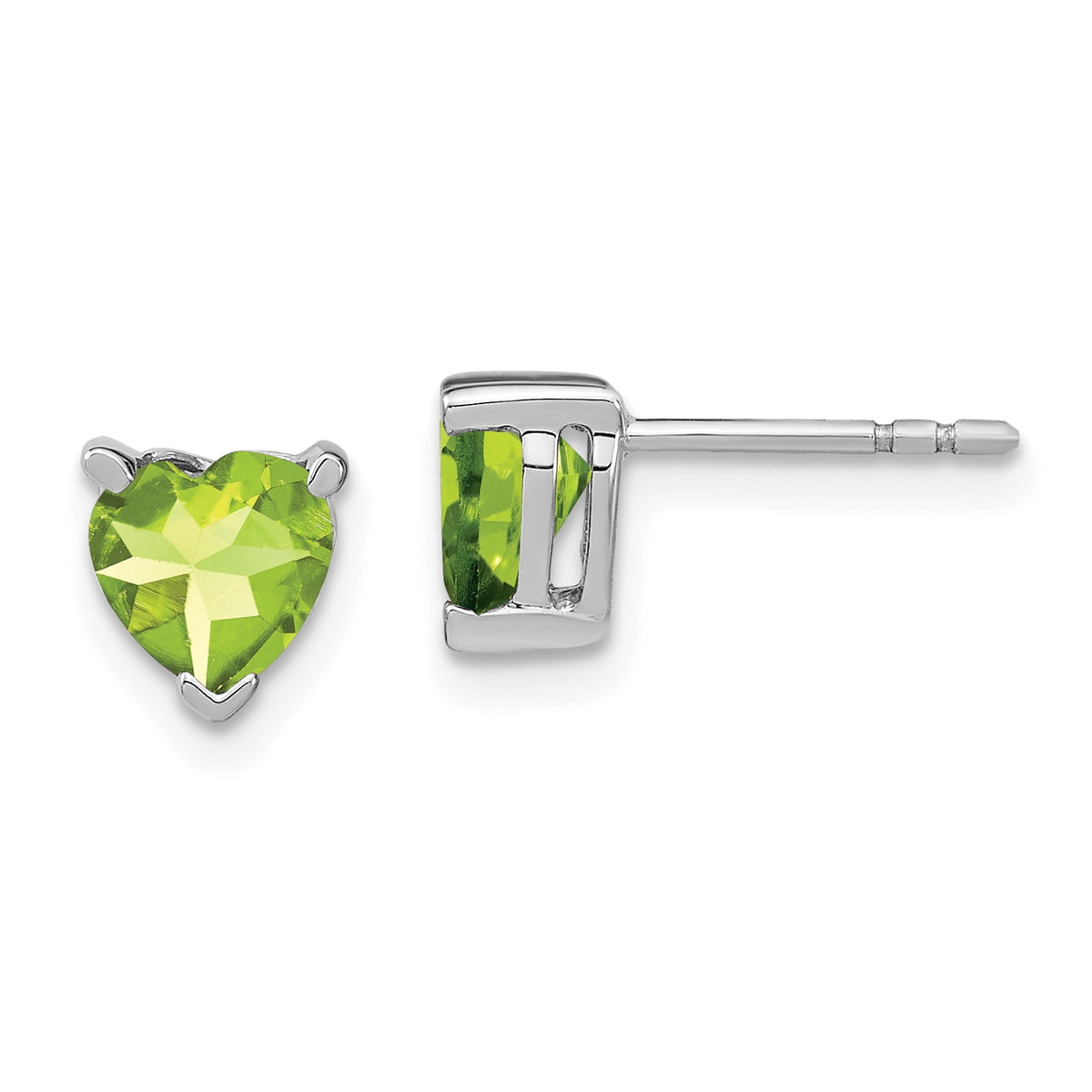 Primal Gold 14 Karat White Gold Heart Peridot Earrings