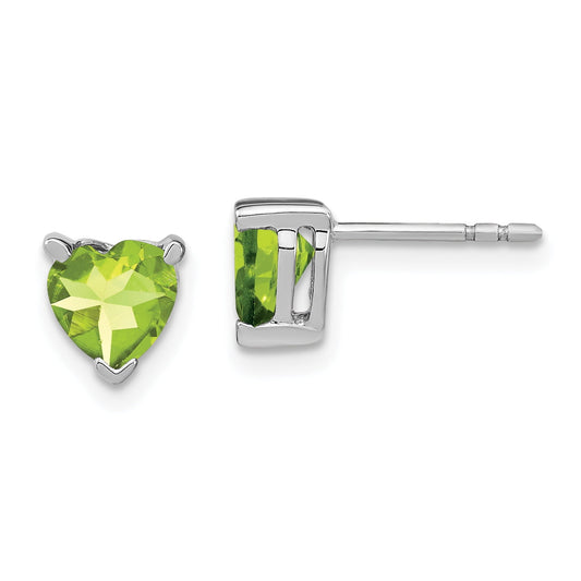 Primal Gold 14 Karat White Gold Heart Peridot Earrings