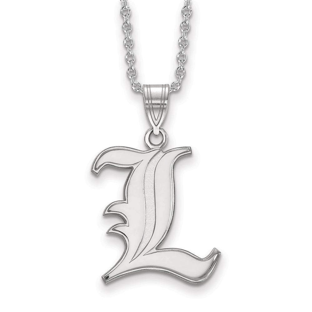 Sterling Silver Rh-plated LogoArt University of Louisville Large Necklace