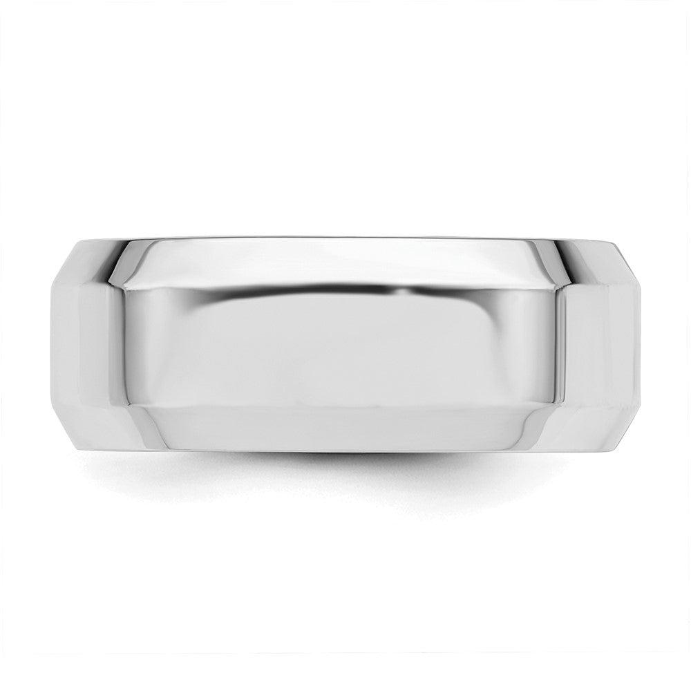 SS Rhodium-plated 8mm Bevel Edge Size 11 Band