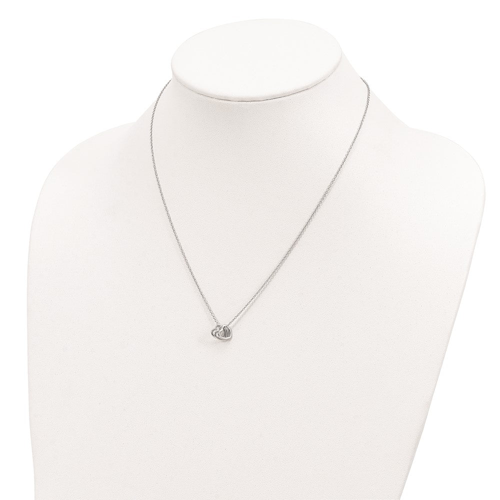 Sterling Silver Rhodium-plated 18in Hearts Necklace 18 Inches