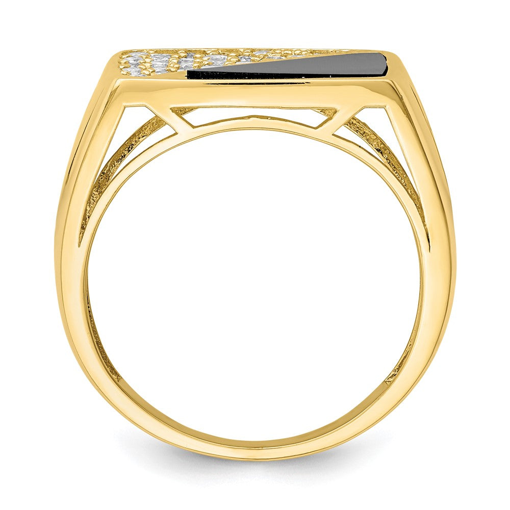 10K CZ and Onyx Men'S Ring