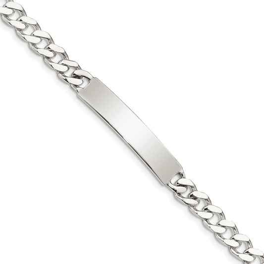 Sterling Silver 8inch Polished Engraveable Curb Link ID Bracelet 8 inches