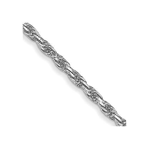 10k White Gold 1.3mm D/C Machine Made Rope Chain