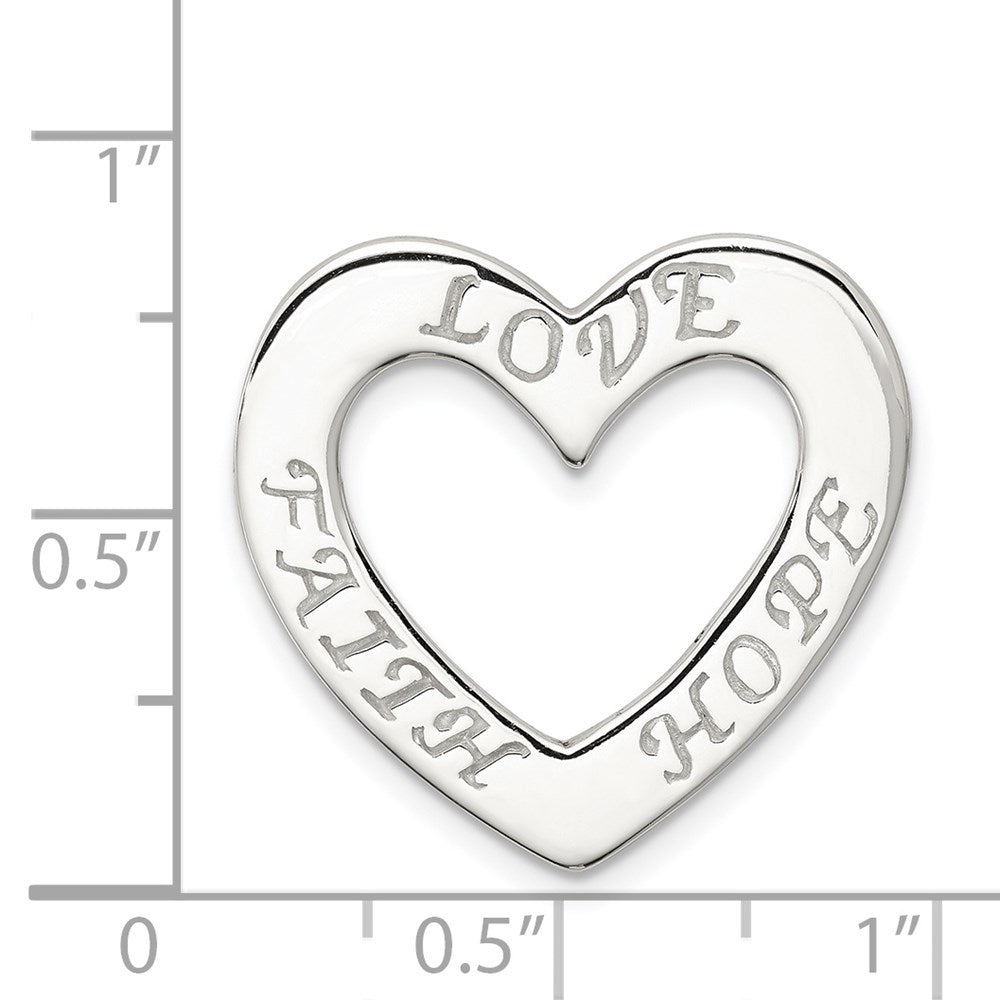 Sterling Silver Faith, Hope, and Love Heart Pendant