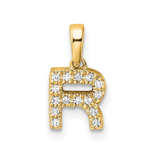 10K Diamond Letter R Initial with Bail Pendant