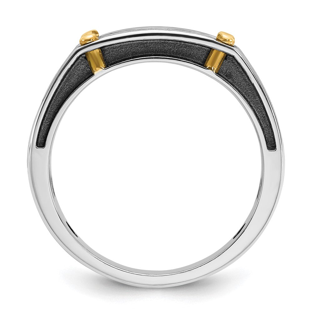 IBGoodman 14k Two-tone Men's Polished Satin and Grooved 5-Stone Ring Mounting