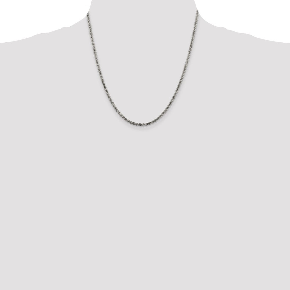 Sterling Silver 2.5mm Solid Rope Chain 20 Inches