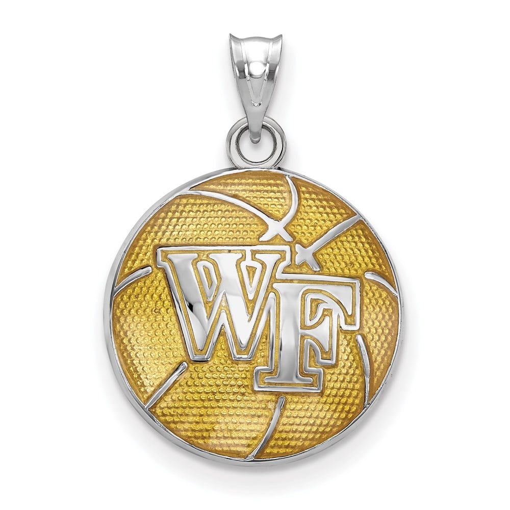 Logoart 925 Sterling Silver Wake Forest Univ. Enameled Basketball Pendant
