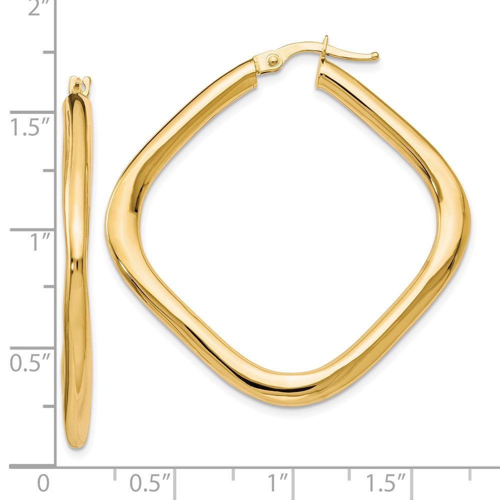 10K Polished Square Hoop Earrings