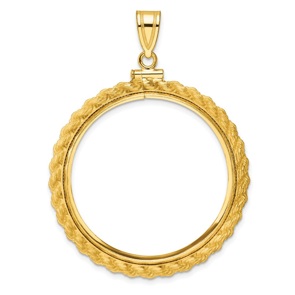 Wideband Distinguished Coin Jewelry 14k Polished Casted Rope 32.0mm x 2.85mm Screw Top Coin Bezel Pendant