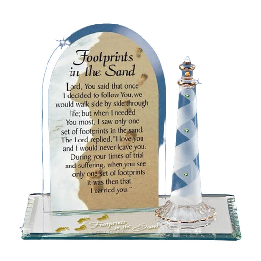 Glass Baron Footprints In The Sand Lighthouse Glass Figurine QGM6682