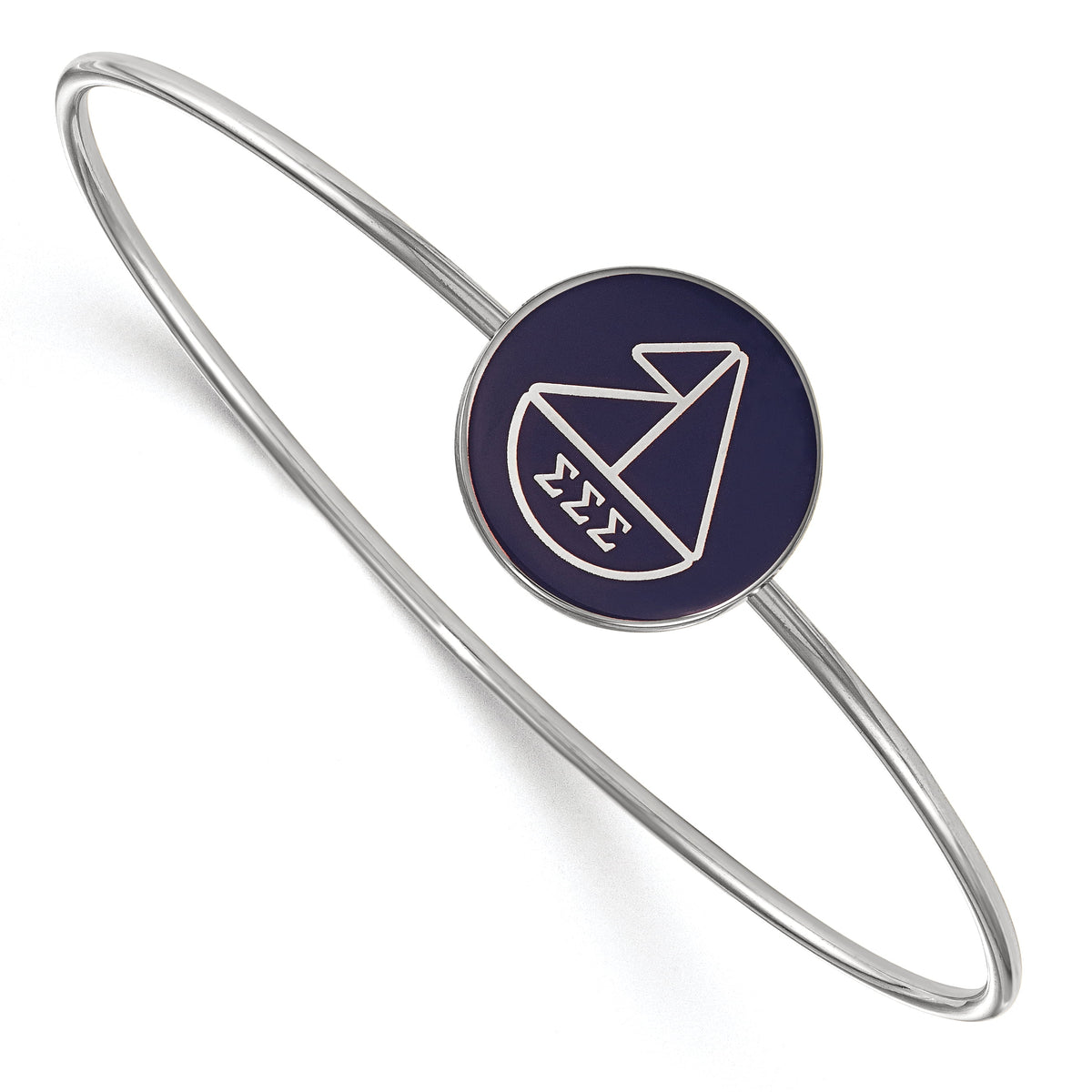 Sterling Silver Official Licensed Greek Sororities 7in Sigma Sigma Sigma (???) Enameled Slip-on Bangle