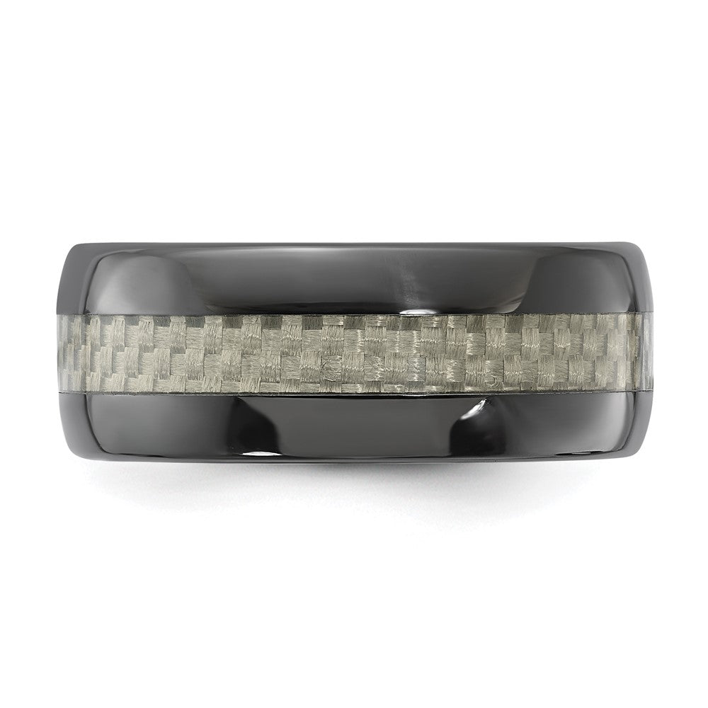 Black Ceramic Men's Carbon Fiber Inlay Band