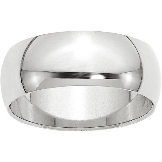 Primal Gold 10 Karat White Gold 8mm Half Round Band Size 10