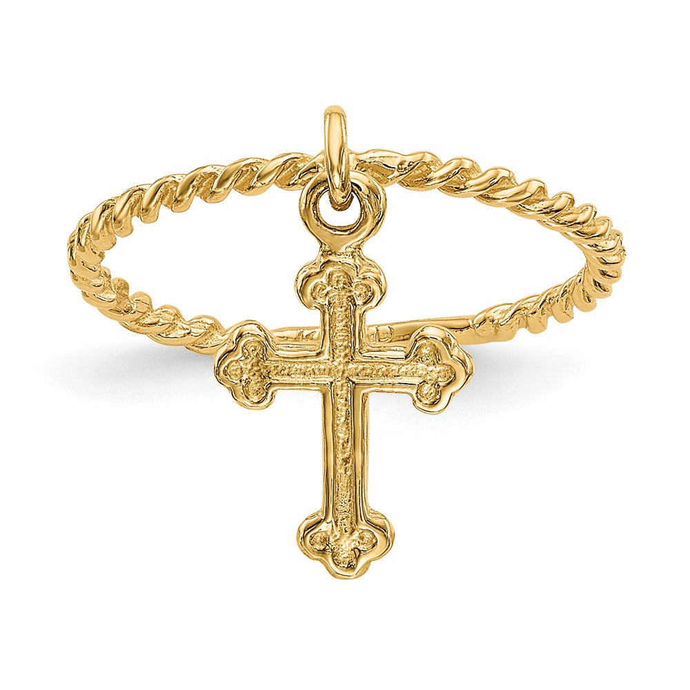 14k Cross Dangle Twisted Band Child's Ring Size 4