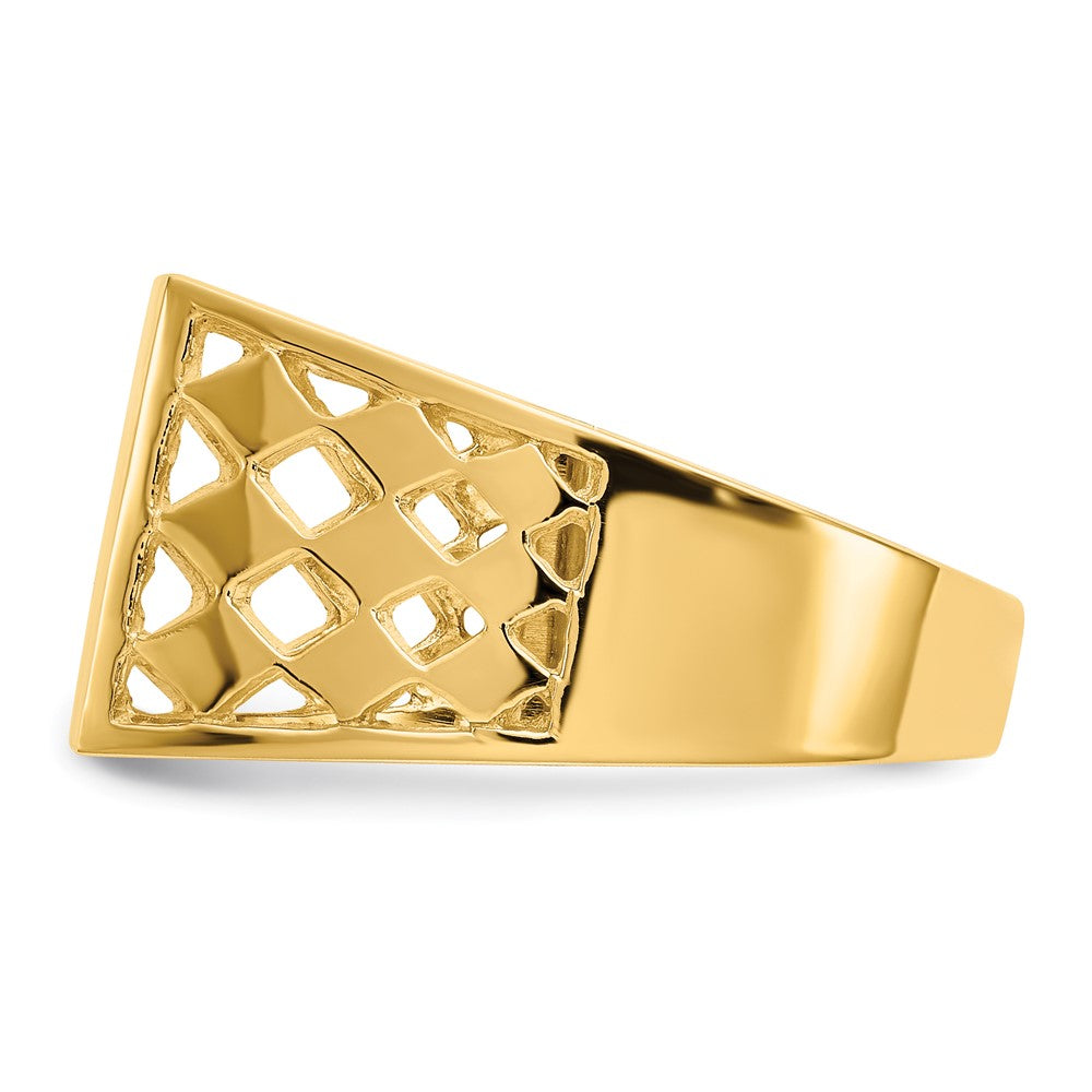 14k 12.0x12.5mm Open Back Men's Signet Ring Size 10
