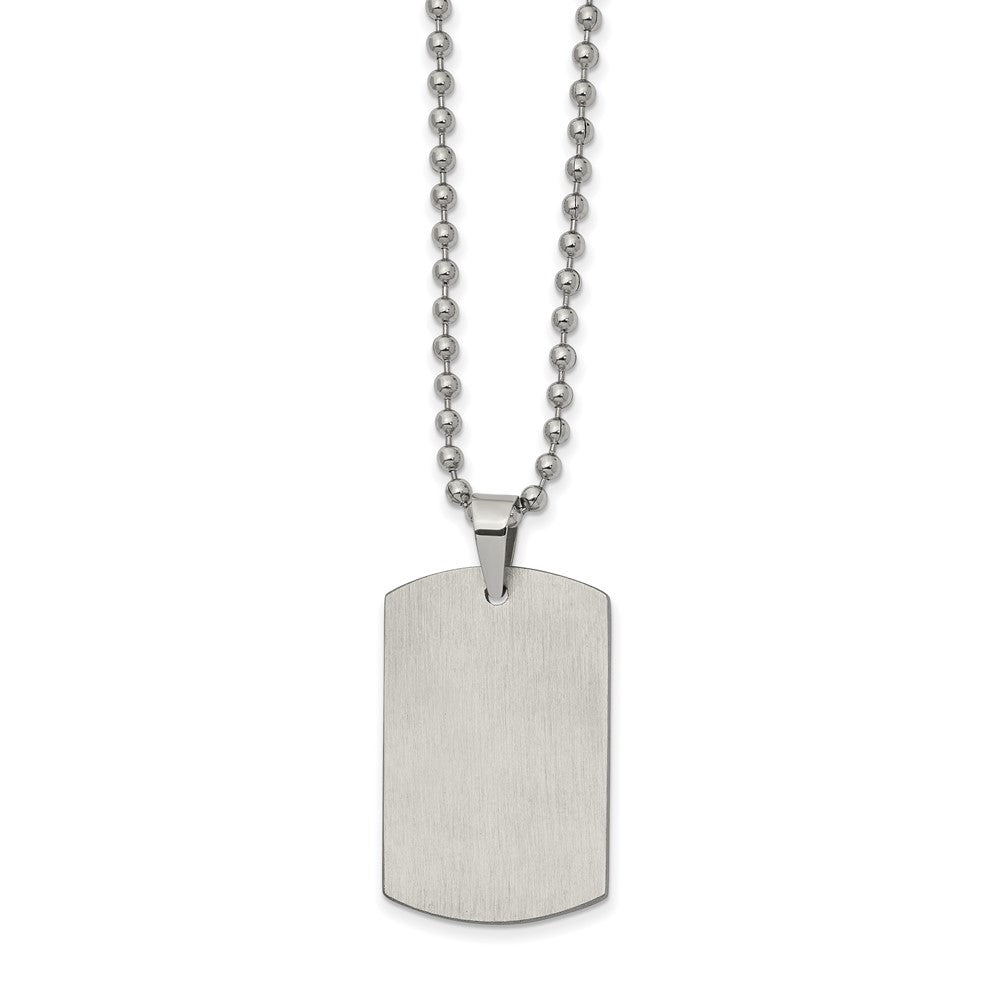 Stainless Steel Brushed and Polished Reversible Dog Tag 22in Necklace